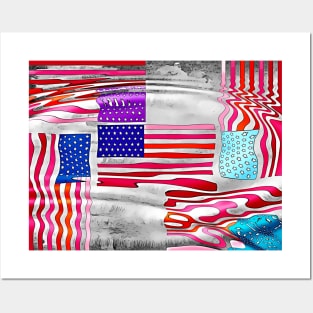 Cartoon American Flags Posters and Art